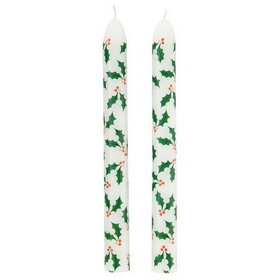 Slant Collections 10-02812-042 Tapered Candle - Word Holly - Set of 2