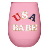 Slant Collections 10-04859-429 Stemless Wine Glass - USA Babe