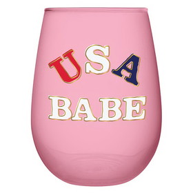 Slant Collections 10-04859-429 Stemless Wine Glass - USA Babe