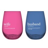 Slant Collections 10-04859-569 Stemless Wine Glass Set of 2 - Husband/Wife
