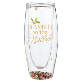 Slant Collections 10-04859-595 Double-Wall Champagne Glass - Blame It On The Mistletoe