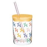 Slant Collections 10-04859-682 Glass DOF with Lid and Straw - Balloon Dog Pattern