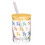 Slant Collections 10-04859-682 Glass DOF with Lid and Straw - Balloon Dog Pattern