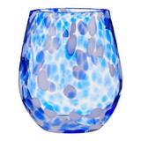 Slant Collections 10-04859-694 Blown Stemless Wine Glass - Blue