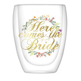 Slant Collections 10-04859-697 Double-Wall Stemless Wineglass - Here Comes the Bride Boho