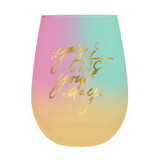 Slant Collections 10-04859-708 Stemless Wine Glass - Yay Your Day