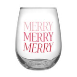 Slant Collections 10-04859-713 Stemless Wine Glass - Merry Merry Merry - Set of 4