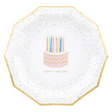 Slant Collections 10-05580-699 Decagon Paper Plates - Happy Cake Day