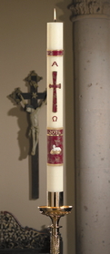 Will & Baumer 11401 No 4 Special Behold The Lamb Burgundy Paschal Candle