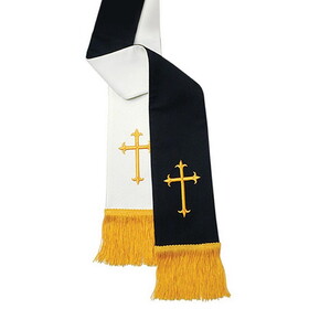 Christian Brands 11728MR Oxford Reversible Pulpit Stole - Cross - Black/White