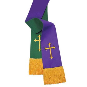 Christian Brands 12698MR Oxford Reversible Pulpit Stole - Cross - Purple/Hunter