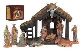 Sacred Traditions 18022 Nativity Set with Wood Stable