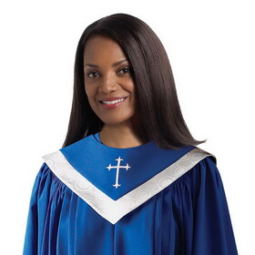 Christian Brands 18178MR Canterbury Reversible Choir Stole - Sapphire with White Accent