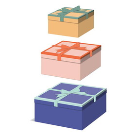 The Gift Wrap Company 35-189215 Set of 3 Gift Box Nested - Color Block Square