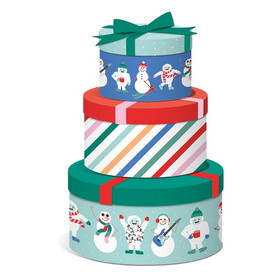 The Gift Wrap Company 35-191633 Set of 3 Gift Box Nested - Yeti Hexagon