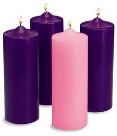 Will & Baumer 48061 12" Advent Pillar Candles - Purple/Pink