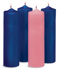 Will & Baumer 48076 12" Advent Pillar Candle Set - Blue/Pink