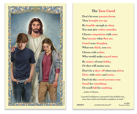 Ambrosiana 800-0035 The Teen Creed Laminated Holy Card
