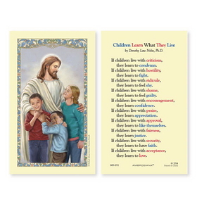 Ambrosiana 800-1031 Christ With Children (Children Learn...) Laminated Holy Card