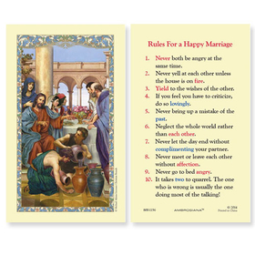 Ambrosiana 800-1156 Wedding At Cana (Rules For A Happy Marriage) Holy Card