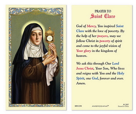 Ambrosiana 800-1198 Saint Clare Of Assisi Laminated Holy Card