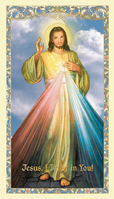 Ambrosiana 800-3200 Divine Mercy Laminated Holy Card - 25/Pk
