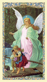 Ambrosiana 800-7026 Guardian Angel Crossing Bridge Holy Card