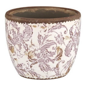 47th & Main AMR129 Flower Pot - Cream and Maroon