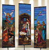 Celebration Banners B4130 Stained Glass Nativity Banner Set