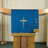 RJ Toomey B4733 Maltese Jacquard Pulpit Scarf - Blue Bethlehem Star