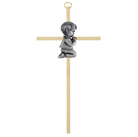 Christian Brands 7" Brass Cross With Emblem