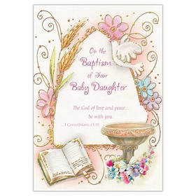 Alfred Mainzer BAP37119 On the Baptism of Your Baby Daughter - Daughter Baptism Card