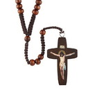 Berkander BK-12203 Had Pait Wood Bead Crd Rosary