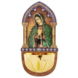 Berkander BK-12235 Lasered Wood Holy Water Font - Our Lady Of Guadalupe