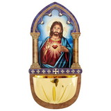 Berkander BK-12236 Lasered Wood Holy Water Font - Sacred Heart