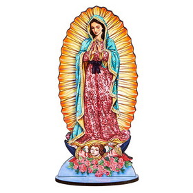 Berkander BK-12241 Lasered Wood Statues With Wood Stand - Our Lady Of Guadalupe