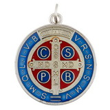Berkander BK-12329 Blue, Red And Silver Saint Benedict Medals