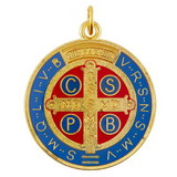 Berkander BK-12330 Blue, Red And Gold Saint Benedict Medals