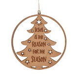 Berkander BK-12715 Laser Cut Wood Ornament - Jesus Is The Reason For The Season Tree