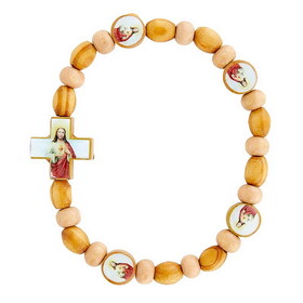 Berkander BK-12742 Sacred Heart Wood Bead Bracelet