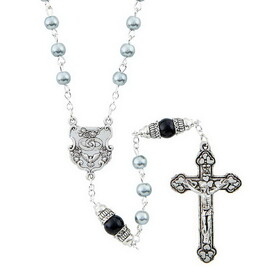 Berkander BK-12816 Wedding Rosary With Special Intertwining Rings Centerpiece - Gray