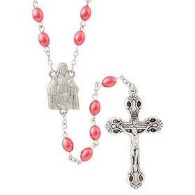 Berkander BK-12846 Red Oval Bead Sacred Heart Rosary