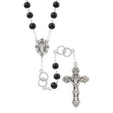 Berkander BK-12848 Wedding Rosary With Special Intertwining Rings - Black