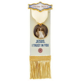 Berkander BK-12878 Vintage Ribbon Pin With Tassels - Divine Mercy