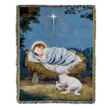 Berkander BK-12903 Baby Jesus with Lamb Nativity Tapestry Throw Blanket