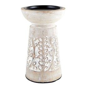 47th & Main White Wood Candle Holder