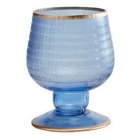 47th & Main CMR424 Light Blue Vase with Gold Rim