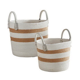 47th & Main CMR842 Cream Striped Baskets - Set of 2
