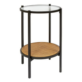 47th & Main CMR897 Glass Rattan Accent Table