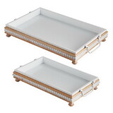 47th & Main CMR952 Beaded White Wood Trays Set